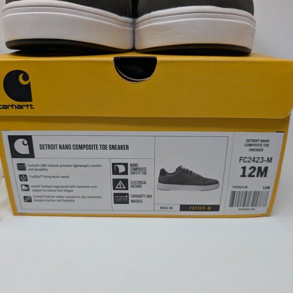Men's Carhartt Detroit Nano Toe SD Size 12M New In Box, Gray - Picture 10 of 10